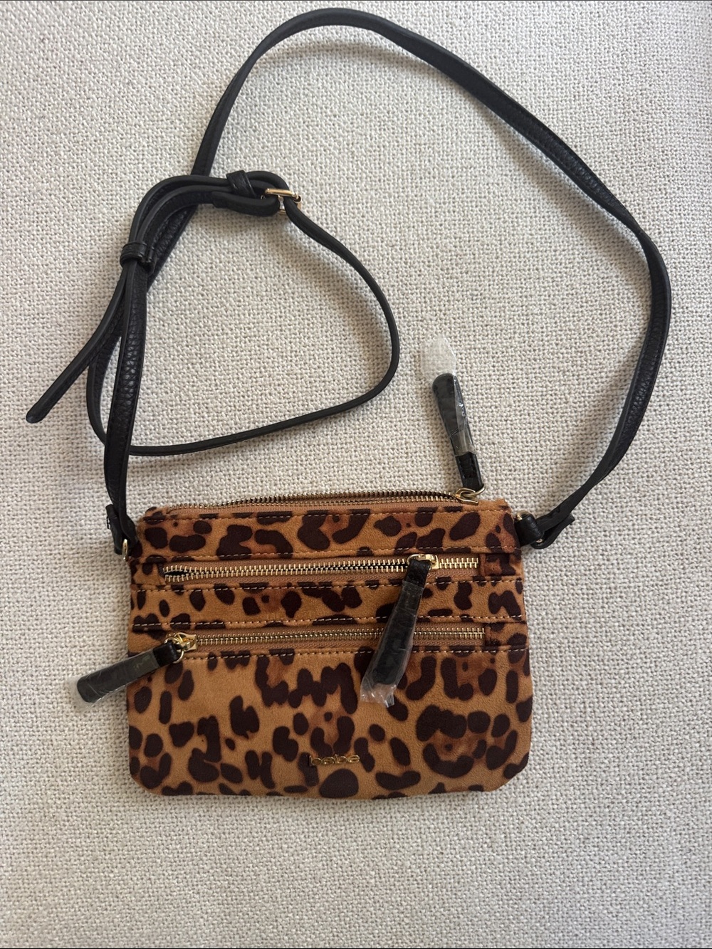 bebe Leopard Print Crossbody with Black Strap - brand new.